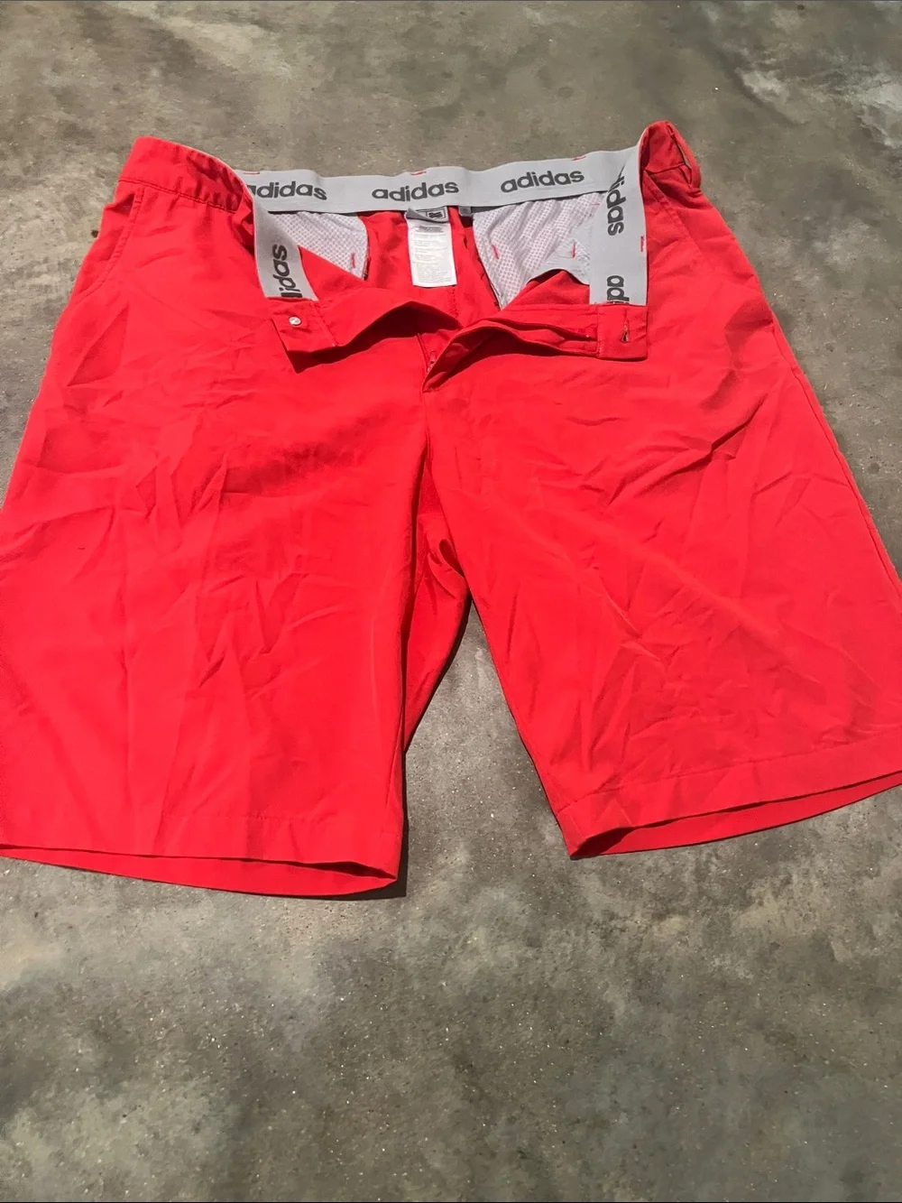 adidas Men's Bright Red Flat-Front Performance Shorts